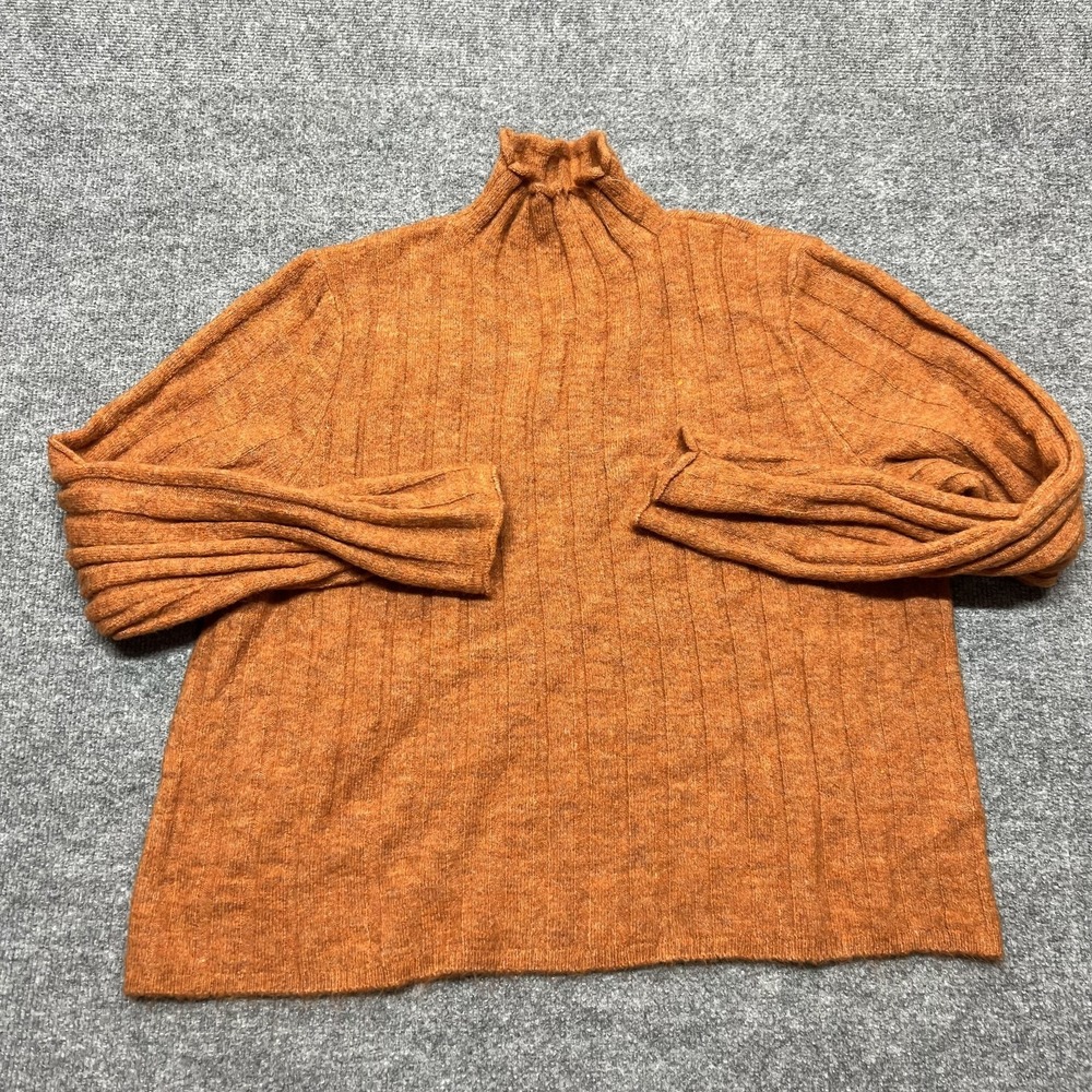 Margeaux & Ellie Sweater Womens XL Orange Mock Neck Ribbed Knit Pullover Top